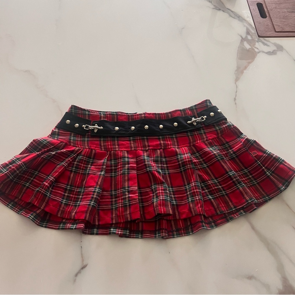 Tripp NYC Y2K Red Plaid Pleated Mini Skirt Size Large